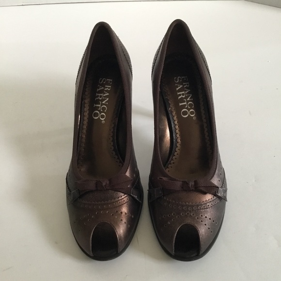 Franco Sarto Leather Peep Toe High Heel Pump - Picture 2 of 8